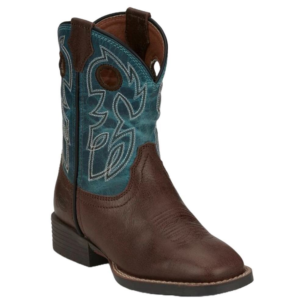 Justin Children's Bowline Junior Sapphire Blue Western Boots, Size 4